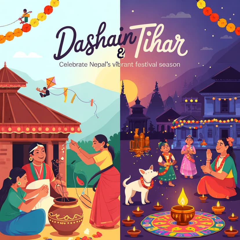 Dashain &amp; Tihar: Celebrate Nepal’s Vibrant Festival Season - <p>“Two festivals. Fifteen days. Infinite colors, blessings, and joy.” If you&#8217;re visiting...
